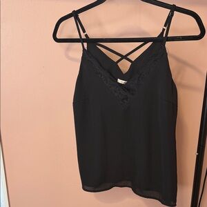 Francesca's Collections Black Lace Trim Cami